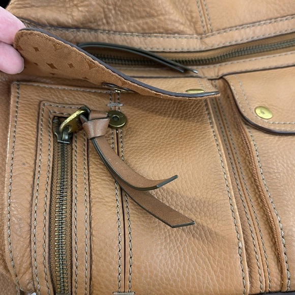Fossil Multi Pocket Tan Leather Shoulder/Crossbody Bag - Picture 7 of 12